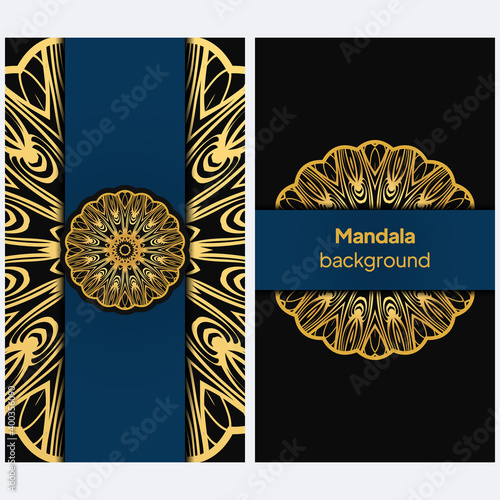 template with floral Mandala ornament. Lace pattern with hand drawn striped colorful Mandala. Vector illustration