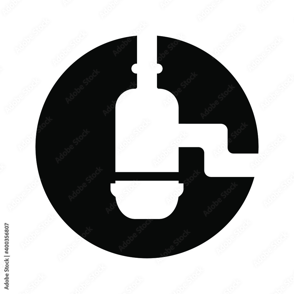 Siphon for sink round sign, black on white background for design, vector illustration Siphon for sink round sign, black on white background for design, vector illustration
