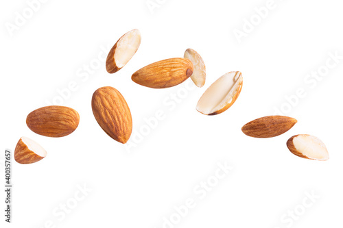 Quadro em tela raw fly Almond  healthiest  with copyspace almonds nut isolated healthy food on white background