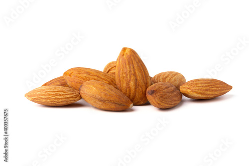Almond piece isolated on white background Clipping path included.