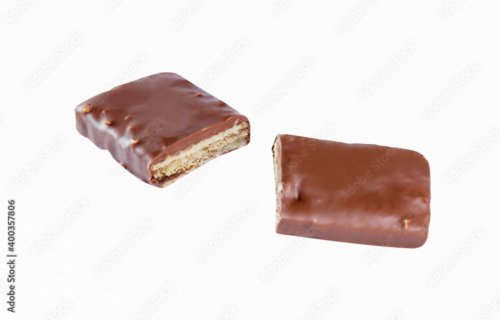broken chocolate cacao milk piece bar on air white isolated broken chocolate cacao milk piece bar on air white isolated