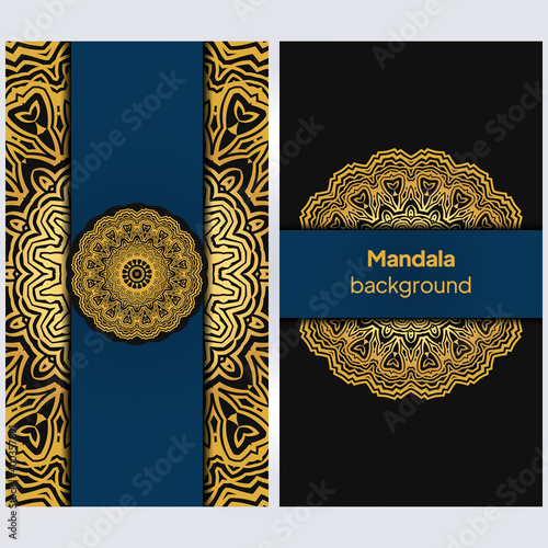 template with floral Mandala ornament. Lace pattern with hand drawn striped colorful Mandala. Vector illustration