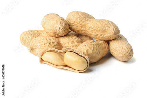 nut peanut shell  on white isolated with clipping path