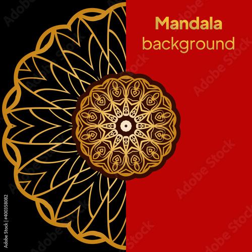 template with floral Mandala ornament. Lace pattern with hand drawn striped colorful Mandala. Vector illustration