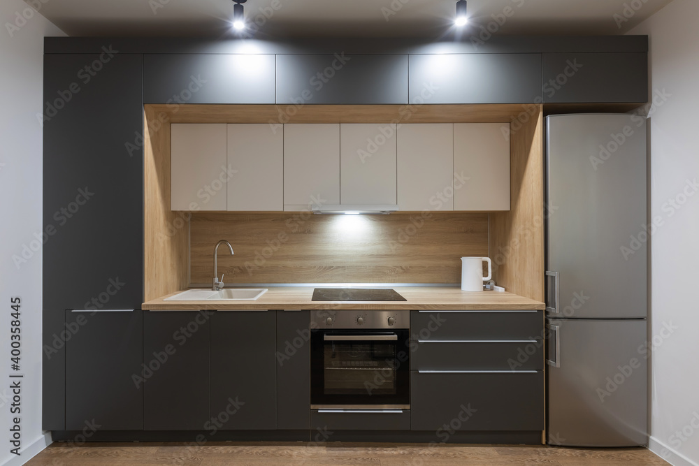 new grey kitchen in loft style new grey kitchen in loft style