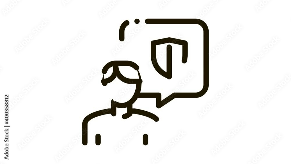 thought of protecting body Icon Animation. black thought of protecting body animated icon on white background thought of protecting body Icon Animation. black thought of protecting body animated icon on white background