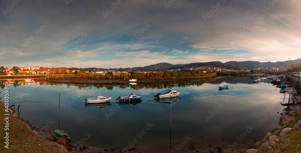 Look from Bidasoa river at Irun; Basque Country.