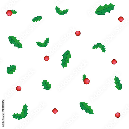 Christmas pattern with berry and leaves (ID: 400360462)