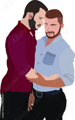 Couple. Two handsome guys. Love and relationship.	