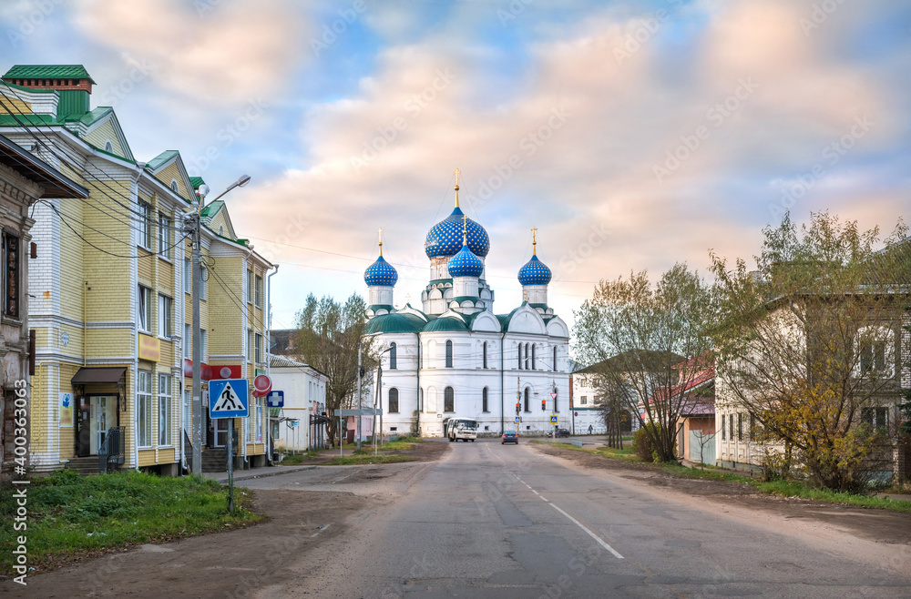 Epiphany Cathedral of the monastery with blue domes in Uglich