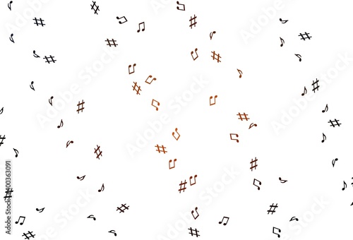 Light Orange vector texture with musical notes.