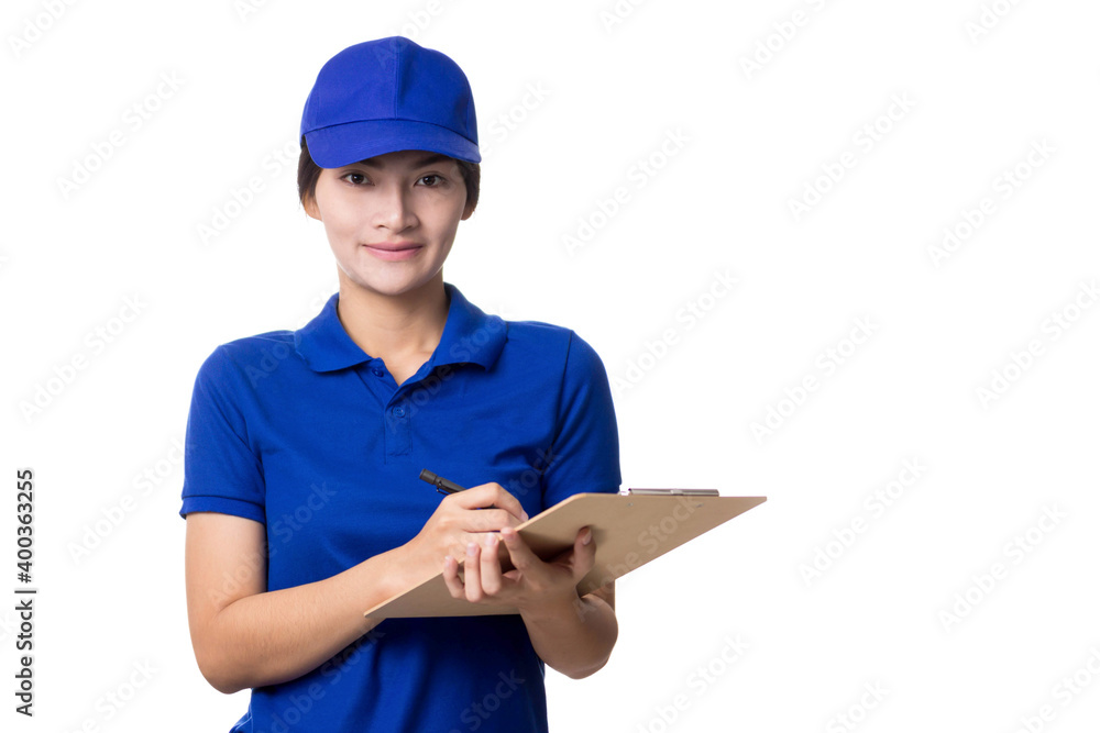 Young women customer after checking of the Product service and Quality Control Check Product concept. Young women customer after checking of the Product service and Quality Control Check Product concept.