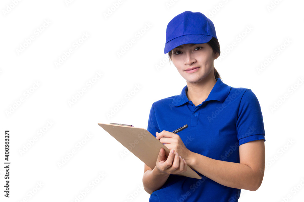 Young women customer after checking of the Product service and Quality Control Check Product concept. Young women customer after checking of the Product service and Quality Control Check Product concept.
