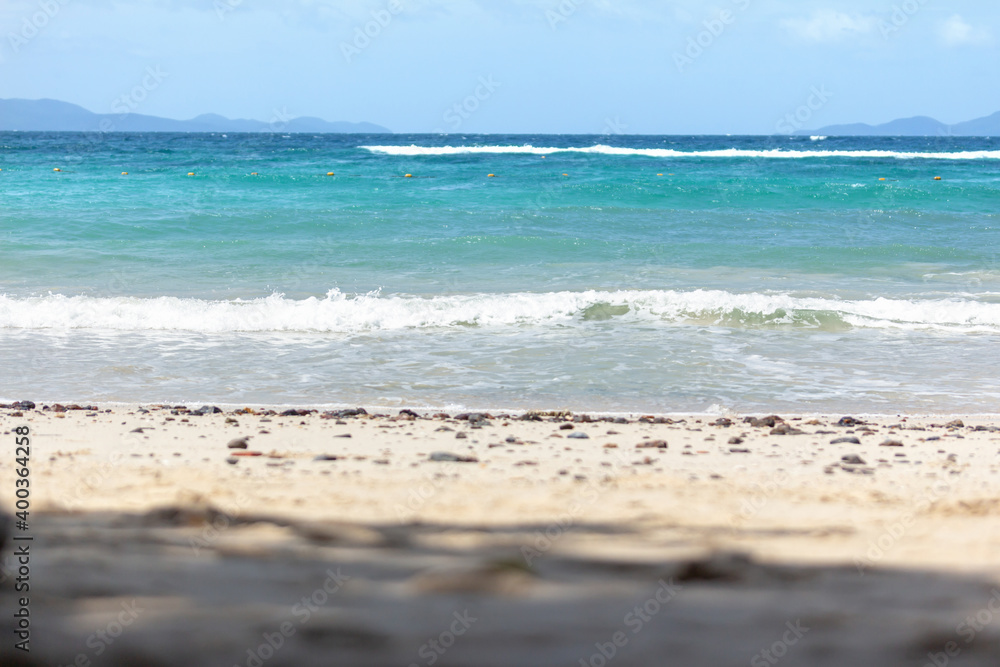 Empty tropical beach background. Horizon with sky and summer times