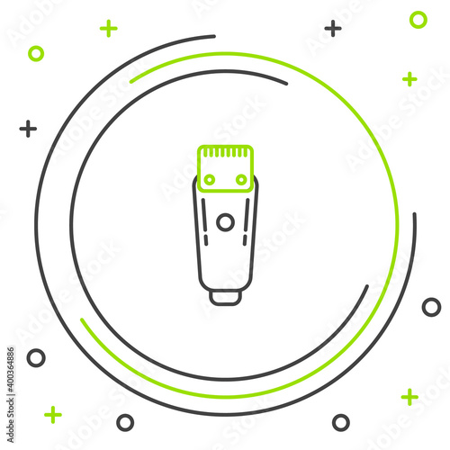 Line Electrical hair clipper or shaver icon isolated on white background. Barbershop symbol. Colorful outline concept. Vector.