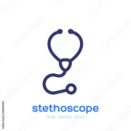 stethoscope line icon, doctor tool vector