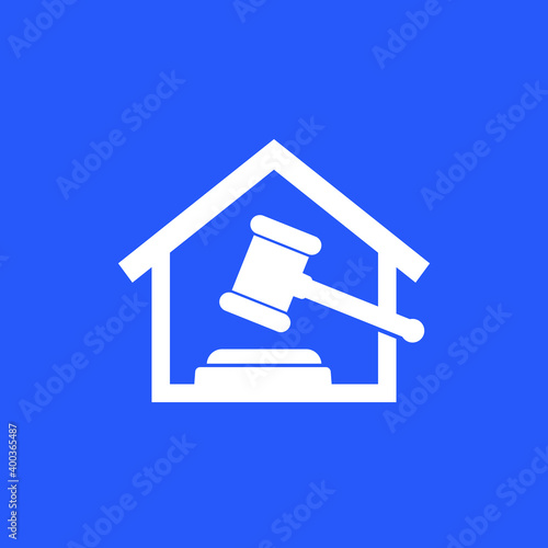 Auction house icon with hammer, vector