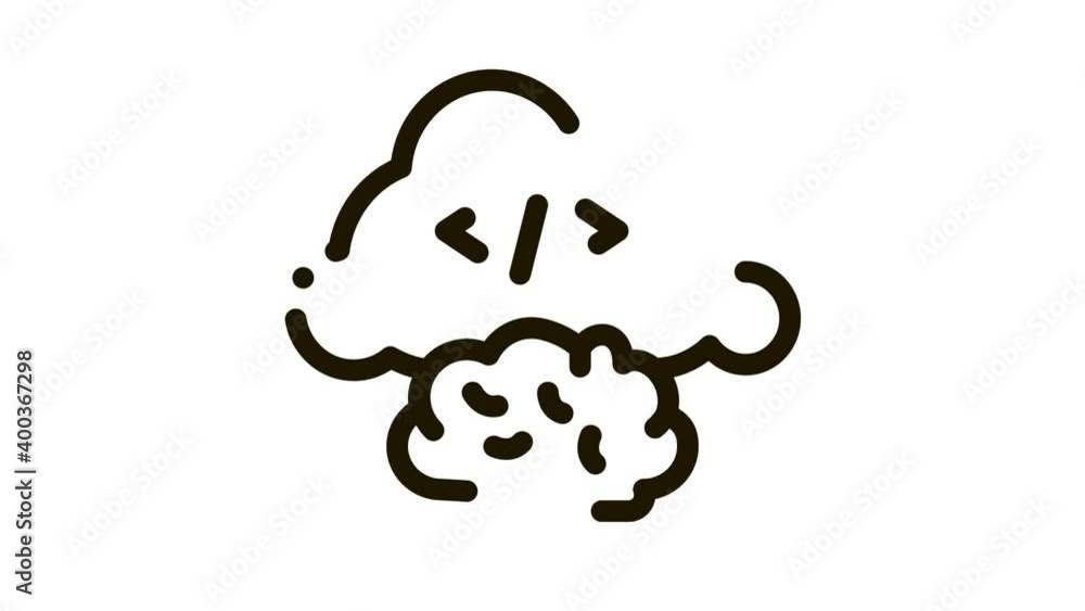 brain cloud separation Icon Animation. black brain cloud separation animated icon on white background brain cloud separation Icon Animation. black brain cloud separation animated icon on white background