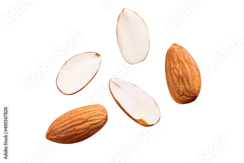 almond raw coolection fly on white. isolated