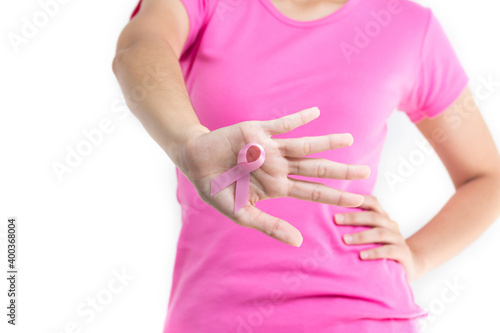 Wallpaper Mural break Breast Cancer with pink  ribbon on hand concept Torontodigital.ca