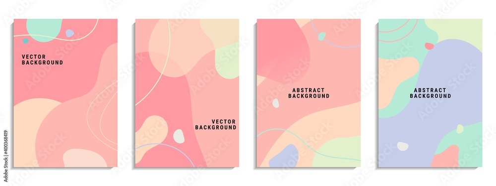 Plakat Vector set of minimalist abstract backgrounds with shapes, lines, and pastel colors