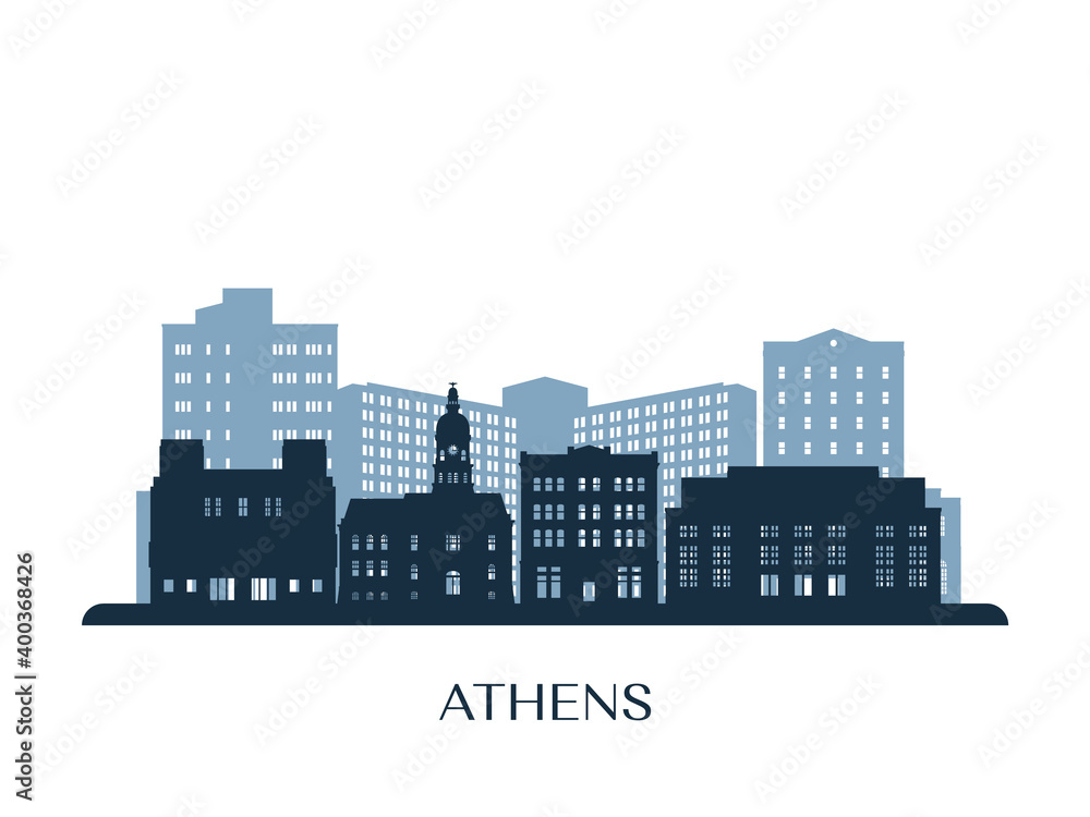 Athens, Georgia skyline, monochrome silhouette. Vector illustration.