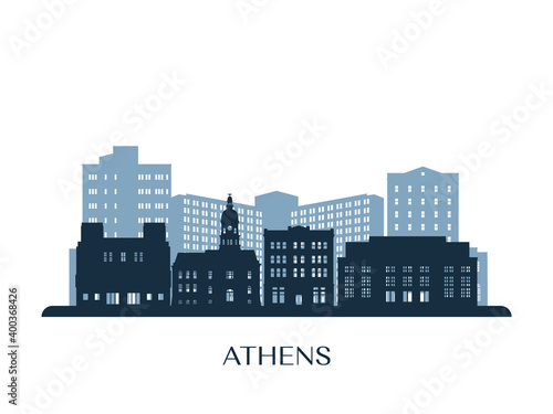 Athens, Georgia skyline, monochrome silhouette. Vector illustration.