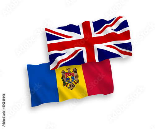 Flags of Great Britain and Moldova on a white background