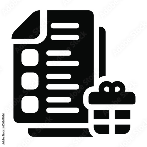 
Bullet listing on paper, shopping list vector in solid design 
 photo