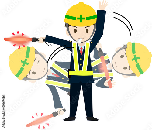 スーパー道路誘導員のイラスト