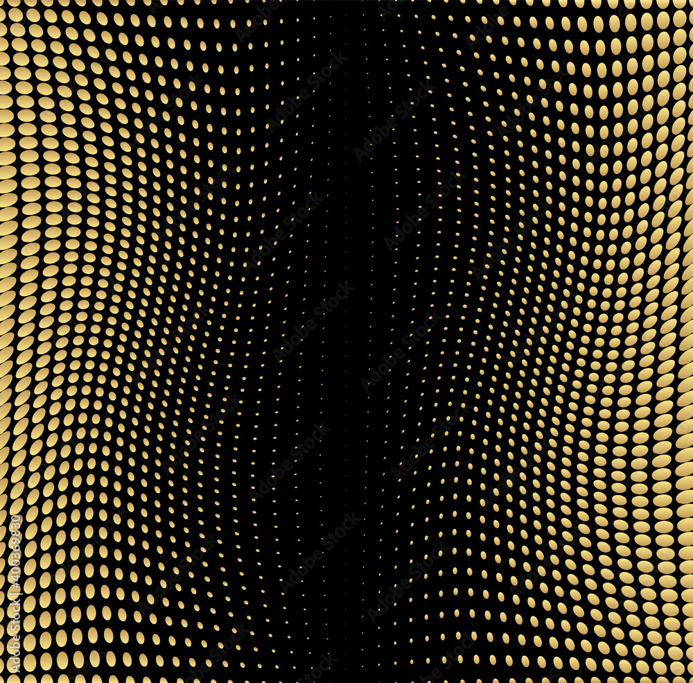 Abstract halftone gold dotted background. Futuristic grunge pattern, dot, wave. Vector modern optical pop art texture for posters, sites, business cards, cover, labels mock-up, vintage layout Abstract halftone gold dotted background. Futuristic grunge pattern, dot, wave. Vector modern optical pop art texture for posters, sites, business cards, cover, labels mock-up, vintage layout