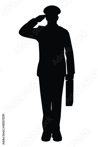 Military cadet student silhouette vector