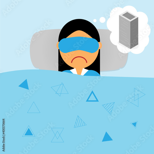 insomnia and worry too much about workload and dream about work vector
