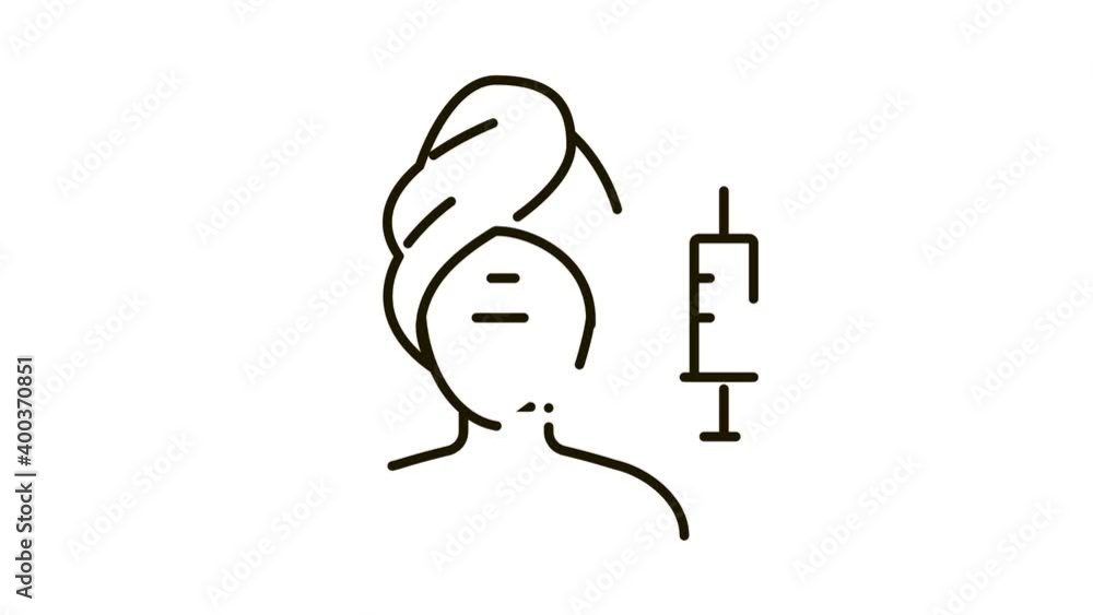 injection into problem areas of face Icon Animation. black injection into problem areas of face animated icon on white background