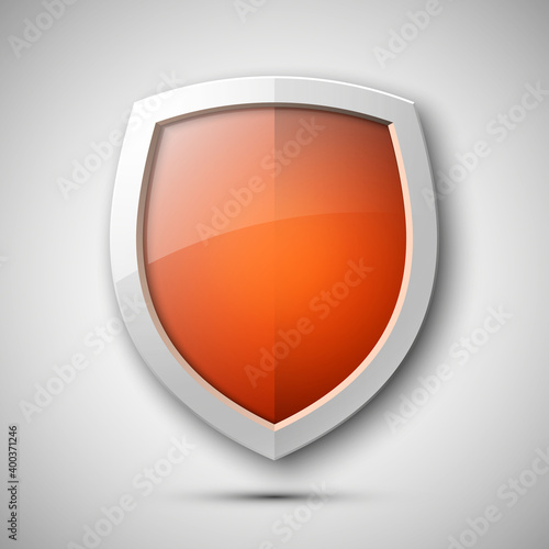 Protection shield concept. Safety badge icon. Privacy banner. Security label. Defense tag. Presentation sticker shape illustration