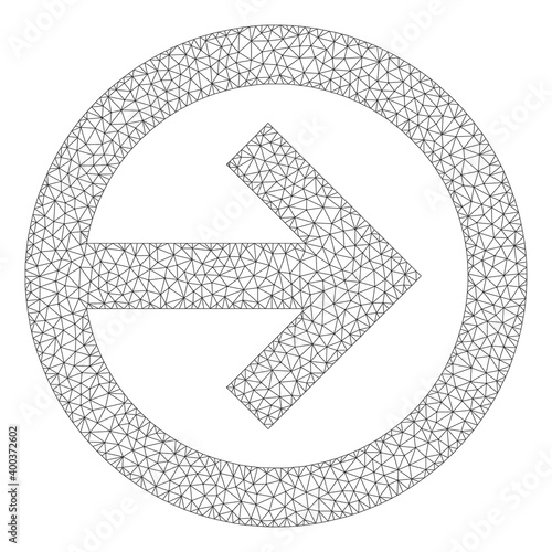 Mesh polygonal direction right icon. Raster structure is created from direction right pictogram. Carcass mesh polygonal direction right. Wire carcass 2D mesh in raster EPS format.