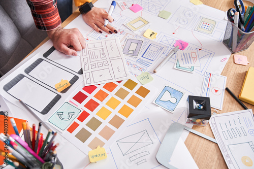 Web designers creating a landing page