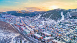 Downtown Park City, Utah, USA Drone Skyline Aerial