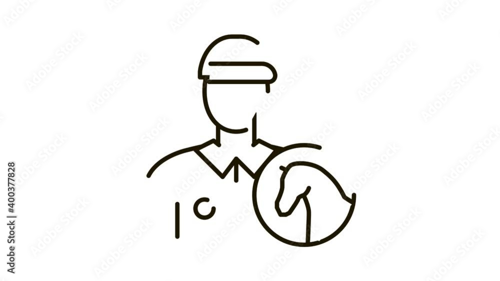 Man Jockey Icon Animation. black Man Jockey animated icon on white background Man Jockey Icon Animation. black Man Jockey animated icon on white background