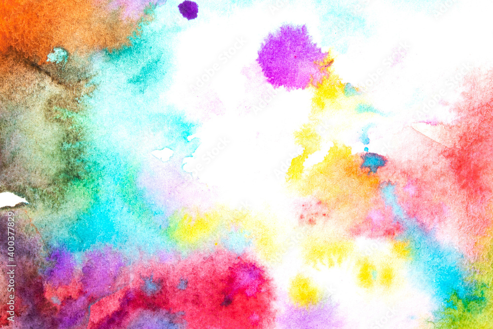 Vibrant Watercolour Paint Colours On A White Background