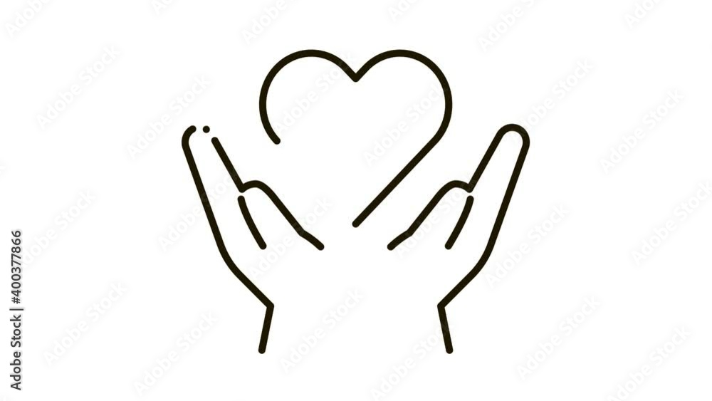 Hands Hold Heart Icon Animation. black Hands Hold Heart animated icon on white background Hands Hold Heart Icon Animation. black Hands Hold Heart animated icon on white background