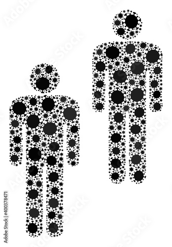 Vector people coronavirus collage icon designed for lockdown projects. People mosaic is made from randomized coronavirus viral icons.