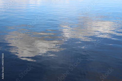 Reflection of white clouds in the water
