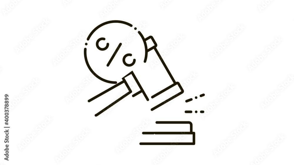 Court Hammer Icon Animation. black Court Hammer animated icon on white background