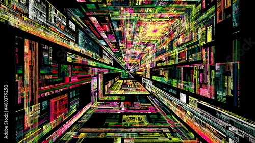 デジタルな通路のイメージで抽象的な背景