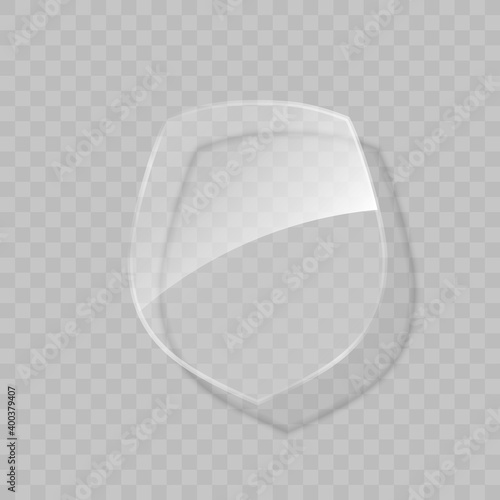 Protected guard glass shield concept. Safety badge protection icon. Privacy transparent banner shield. Security label. Presentation transparent sticker shield. Defense safeguard sign badge