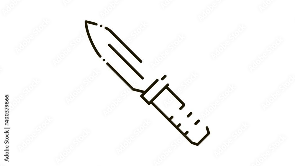 Knife Kitchenware Icon Animation. black Knife Kitchenware animated icon on white background Knife Kitchenware Icon Animation. black Knife Kitchenware animated icon on white background