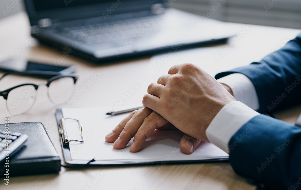 documents office laptop stationery business finance men's hands and glasses documents office laptop stationery business finance men's hands and glasses