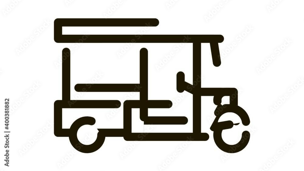 Tuk Tuk Thailand Transport Icon Animation. black Tuk Tuk Taxi, National Typical Public Cab Scooter animated icon on white background Tuk Tuk Thailand Transport Icon Animation. black Tuk Tuk Taxi, National Typical Public Cab Scooter animated icon on white background