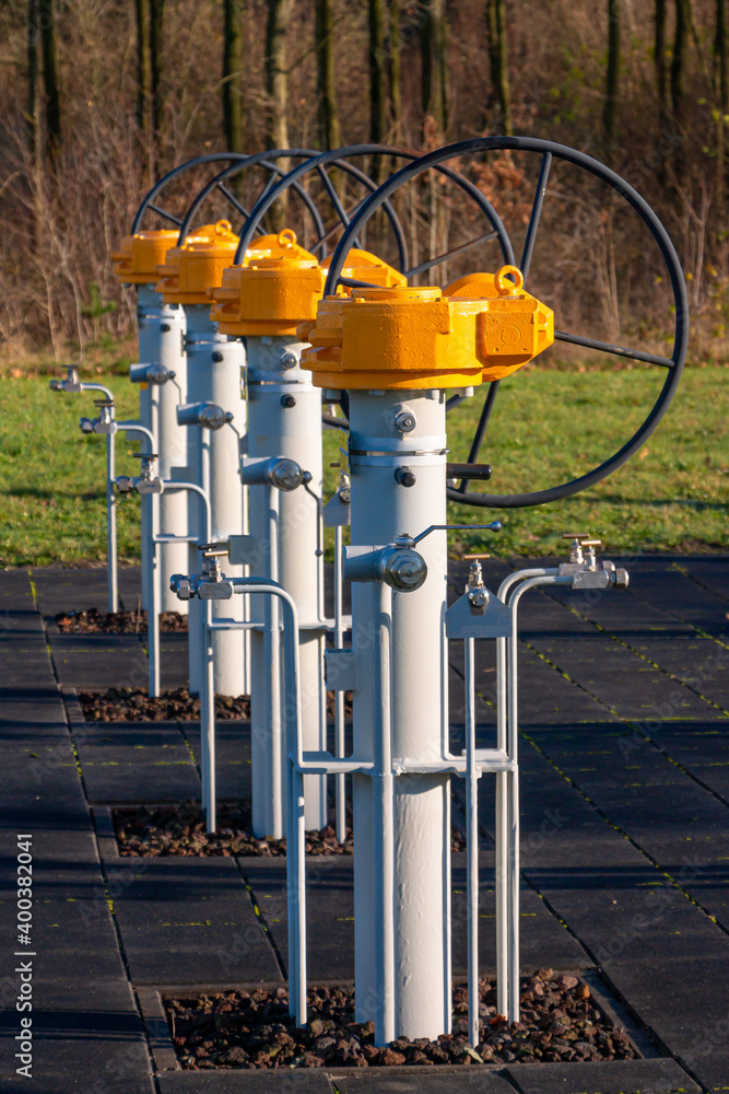 Hand operated industrial valves mounted on a pipe that can be opened and closed Hand operated industrial valves mounted on a pipe that can be opened and closed